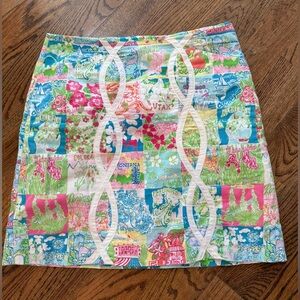 Lilly Pulitzer Roslyn Skirt 4 State Of Mind Patchwork Multicolor Fully Lined